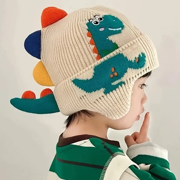Dinosaur Knit Hat Beanie for Kids New Boutique Size 3 to 10 years old - Picture 2 of 5